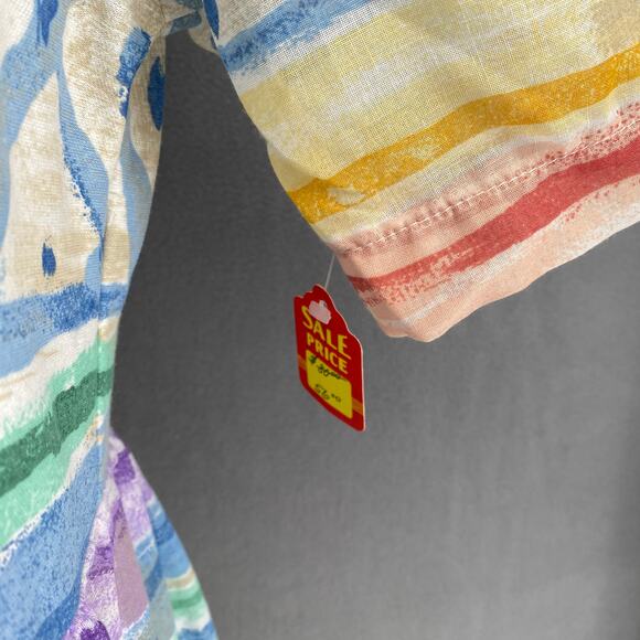 Vtg 80s 90s Two Potato Artsy A Line Midi Dress M Sheer NOS Coastal Pastel - Picture 15 of 16